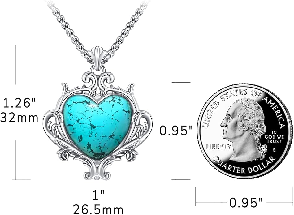 Turquoise Jewelry for Women Men 925 Sterling Silver Pendant Urn Necklaces for Ashes Picture Locket Necklace Thor Hammer Yggdrasil Virgen De Guadalupe St Michael Christopher Judas Witches Knot Necklace