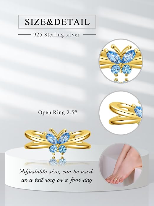 Midari Toe Rings for Women 925 Sterling Silver Hypoallergenic Adjustable Open Band Ring for Women Summer Beach Open Toe Jewelry Foot Jewelry