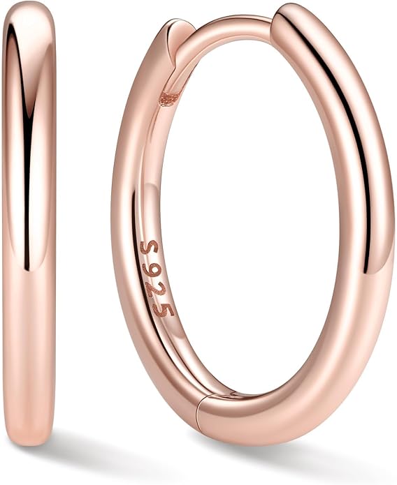 ChicSilver Sterling Silver Hoop Earrings for Women Hypoallergenic 925 Sterling Silver Huggie Earrings for Women Dainty Earring (8/10/12/14/16/18/20MM)