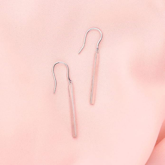 BERRICLE Sterling Silver Minimalist Dangle Earrings for Women, Gold Flashed Fish Hook/Leverback Drop Earrings - Trendy Design in Ball Bead, Bar, Teardrop, Treble Clef Music Note