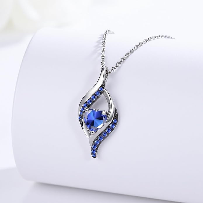 KiiKii Birthday Gifts for Women Birthstone Necklace Platinum Plated 925 Sterling Silver Forever Love Heart Pendant Meaningful Jewelry Gifts for Wife Mom