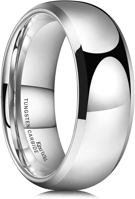 King Will Men's Women's Tungsten Carbide Ring 24k Gold Plated Rose Gold Plated Domed Polished Finish Wedding Band