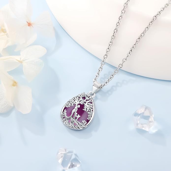 Tree of Life Necklace Family Teardrop/Heart Pendant Mother Jewelry Gifts for Women Grandma Wife Mom