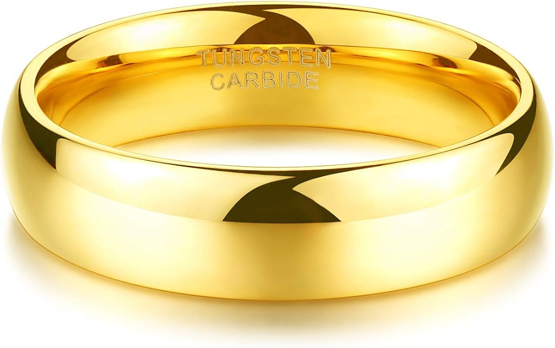 TRUMIUM 2mm 4mm 6mm 8mm Tungsten Wedding Band Ring for Men Women Silver/Rose Gold Plated/Rainbow/Gold Plated Domed High Polish Engagement Promise Rings Comfort Fit 4-15