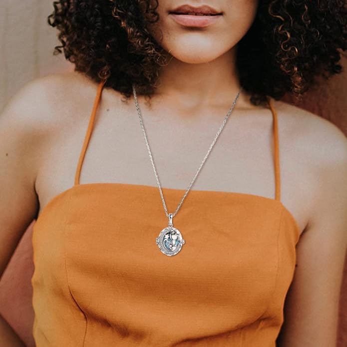 INFUSEU Aromatherapy Gifts Essential Oils Diffuser Jewelry for Women, Cute Animals Pendant Necklaces, 7 Lava Rocks Stones, 24" Chain