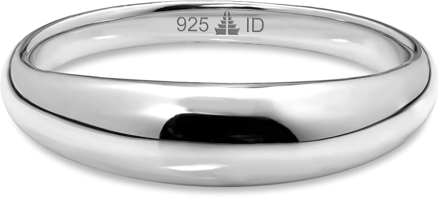 DEVATA Gold or Rhodium Plated Sterling Silver 925 – Eternity, Band Ring for Women – Heart, Knot, Clover, Infinity, Mariner, Cable, Curb, Cuban, Figaro, Daisy, Rope, Ribbed, Dome