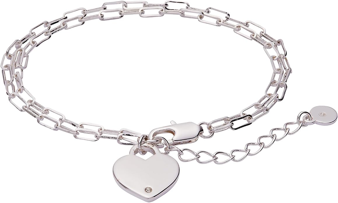 ALEX AND ANI Heart Charm Double Paperclip Chain Braclet
