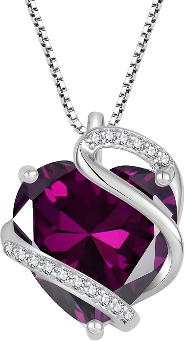 Heart Necklace for Women 925 Sterling Silver Infinity Love Heart Birthstone Necklace Pendant Hypoallergenic Jewelry for Women