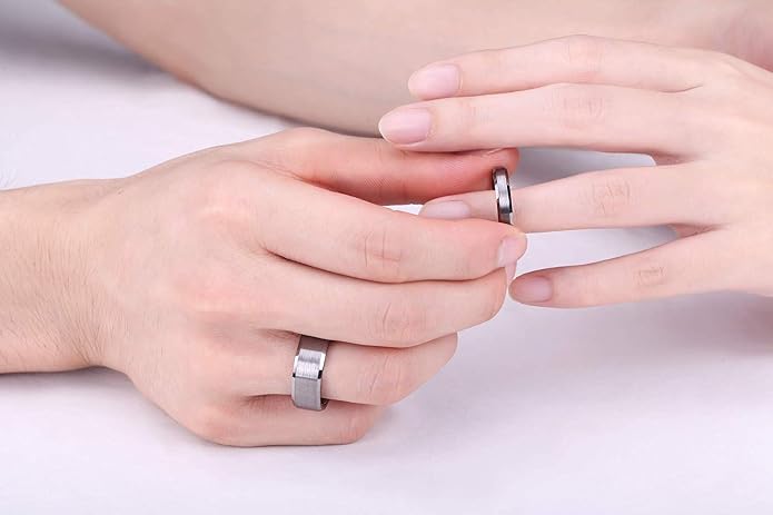 TRUMIUM 4mm 6mm 8mm Tungsten Wedding Band Ring for Men Women Silver Plated Matte Finished Engagement Rings Comfort Fit 4-15