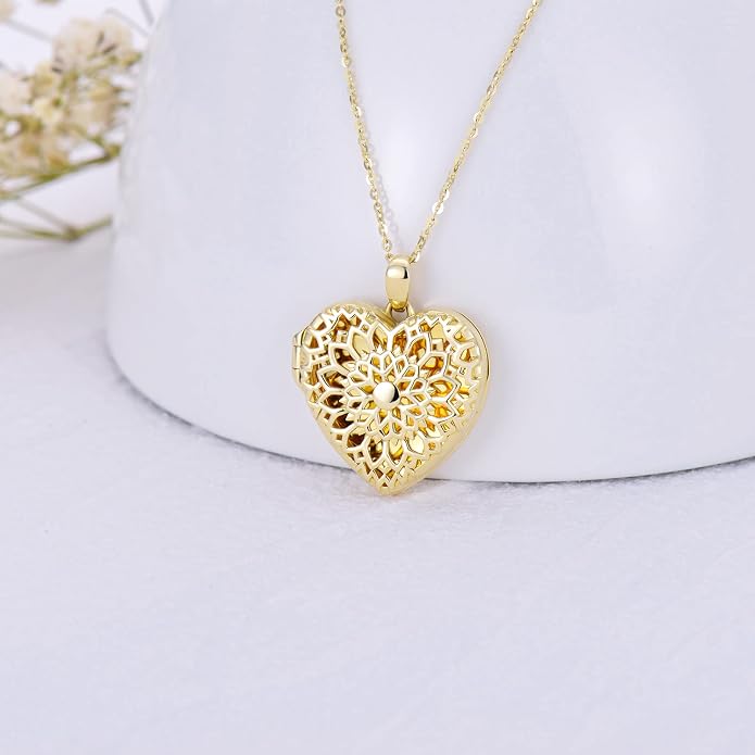 SOULMEET Personalized Silver Locket Necklace That Holds Pictures Photo Keep Someone Near to You, Memorial Custom Lockets Necklaces Letters Engraving for His Her
