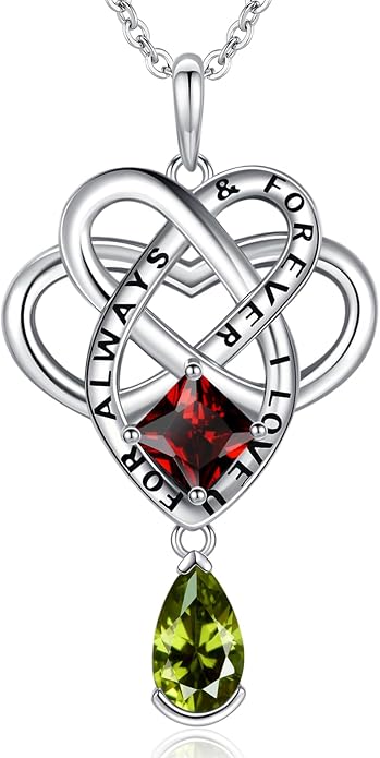 Birthstone Necklace for women Celtic Jewelry Trinity Necklace Pendant 925 Sterling Silver Necklace Birthday Valentines Gift for Her Cable Length 18"