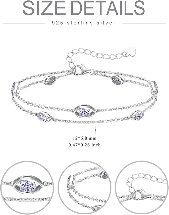 925 Sterling Silver Ankle Bracelet Evil Eye/Dolphin/Sea Turtle/Infinity/Wave Seashell/Hamsa Ankle Bracelet Adjustable Summer Beach Ocean Jewelry for Women
