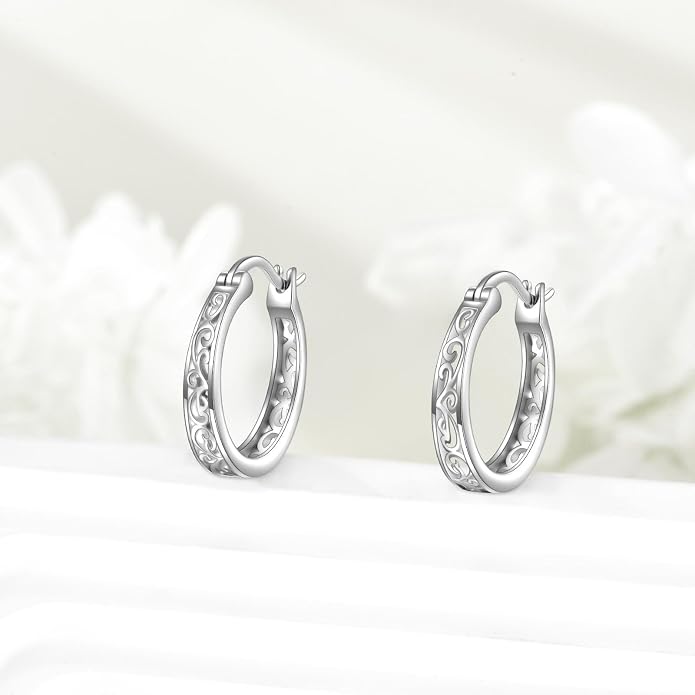 Sterling Silver Hoop Earrings Small Hoop Sun/Leaf/Triangle Huggie Earrings for Women Hypoallergenic