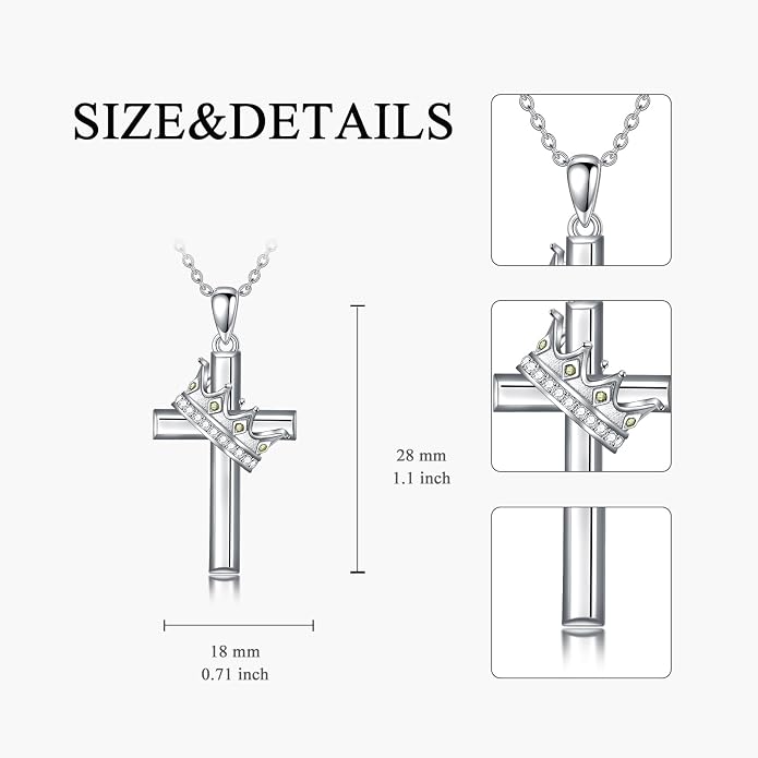 Cross Necklace for Women 925 Sterling Silver Crucifix Pendant Christian Cross Jewelry for Women Men