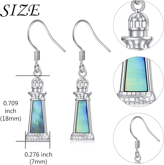 Abalone Shell Earrings for Women 925 Sterling Silver Witches Knot/Compass Lighthouse Jewelry Dangle Drop Earrings Jewelry Gifts for Women Men