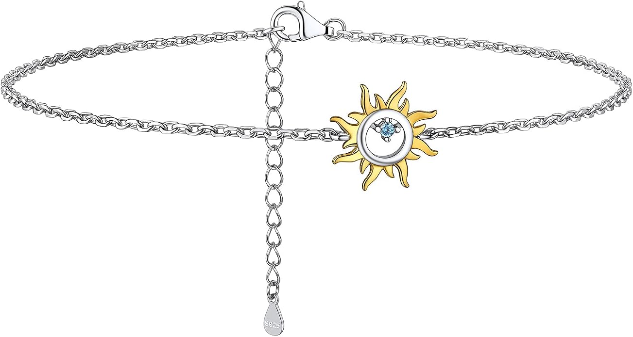 PROSILVER 925 Sterling Silver Ankle Bracelets For Women, Stylish Chain Anklets, Summer Beach Jewelry, 8.6-10.6 Inch Adjustable, Come with Box