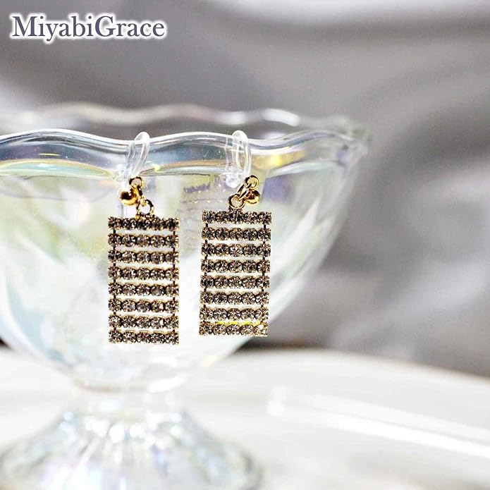 Dangle Silver Invisible Clip On Earrings for Women Not Pierced Gold Crystal Rhinestone Comfortable Hoop Fringe Long Chain Clip On Earrings