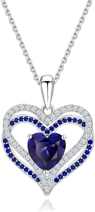 Anniversary Charm Necklace, Sterling Silver 14K Gold Plated Chain with Interlocking Heart Pendant Elegant Birthstone Necklaces for Women, Length 18"