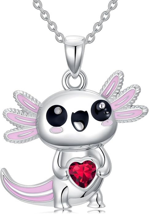 Dorunmo Axolotl Necklace 925 Sterling Silver Axolotl Birthstone Pendant Cute Animal Axolotl Jewelry Gifts for Women