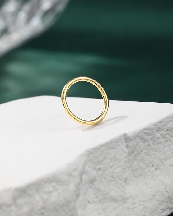 COCHARM 14K Solid Gold 18g/16g Nose Rings 16G Septum Rings Yellow Gold Tragus Helix Cartilage Conch Earring Hoops 18 Gauge Piercing Hoop