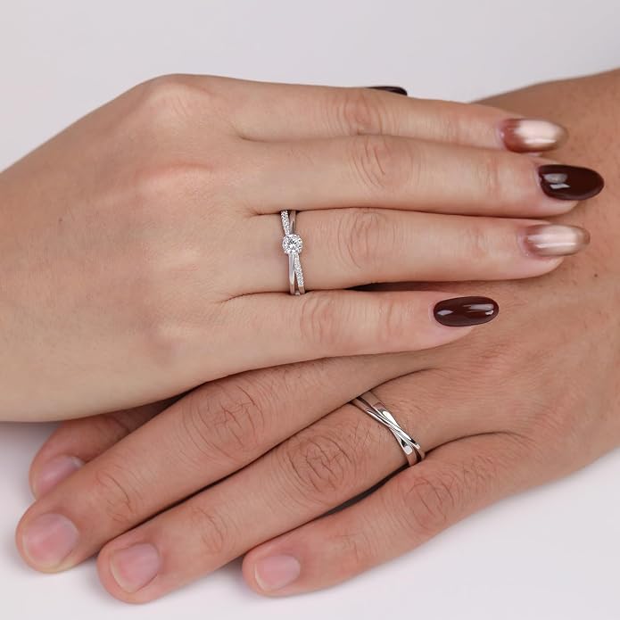 Meissa 925 Sterling Silver Celtic Knot Ring for Couples 2 Pcs Couple Rings Handmade Matching Promise Rings Rings Size Adjustable Bridal Jewelry