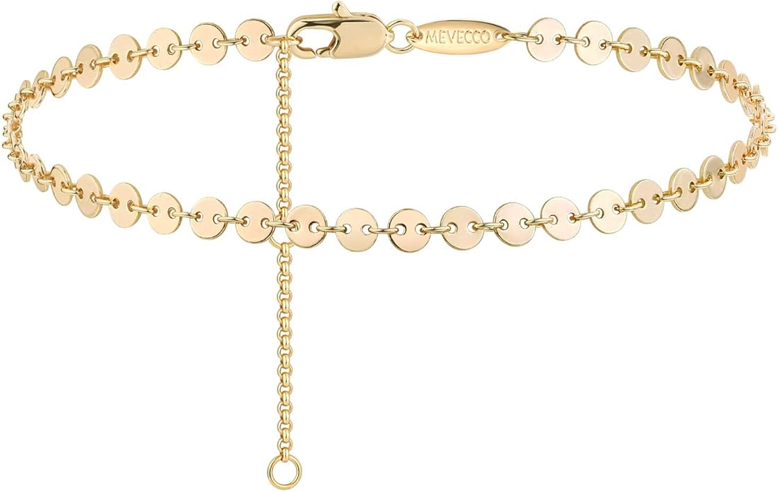 MEVECCO Anklet for Women Gold Chain 14K Gold Plated Dainty Boho Beach Summer Simple Foot Jewelry Ankle Bracelet
