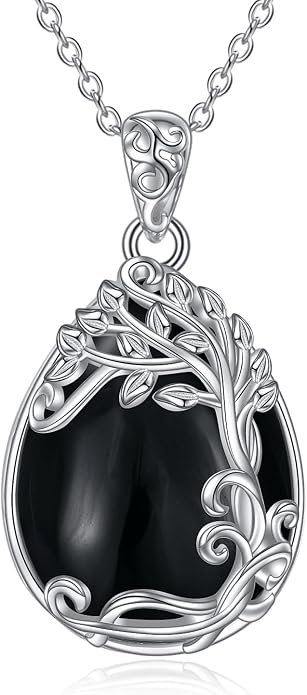 YAFEINI 925 Sterling Silver Moonstone Necklace Filigree Teardrop Pendant Necklace Jewelry for Women Girls
