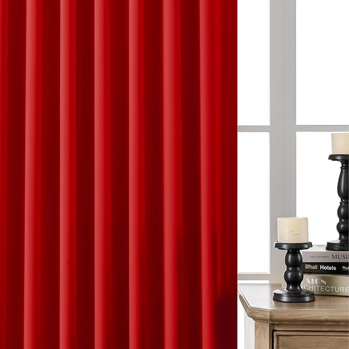 Joydeco Blackout Curtains 108 Inches Long, Thermal Insulated Black Out Curtains 2 Panels Set, Room Darkening Drapes for Living Room Window Rod Pocket Back Tab (W52 x L108 Inch, Red)