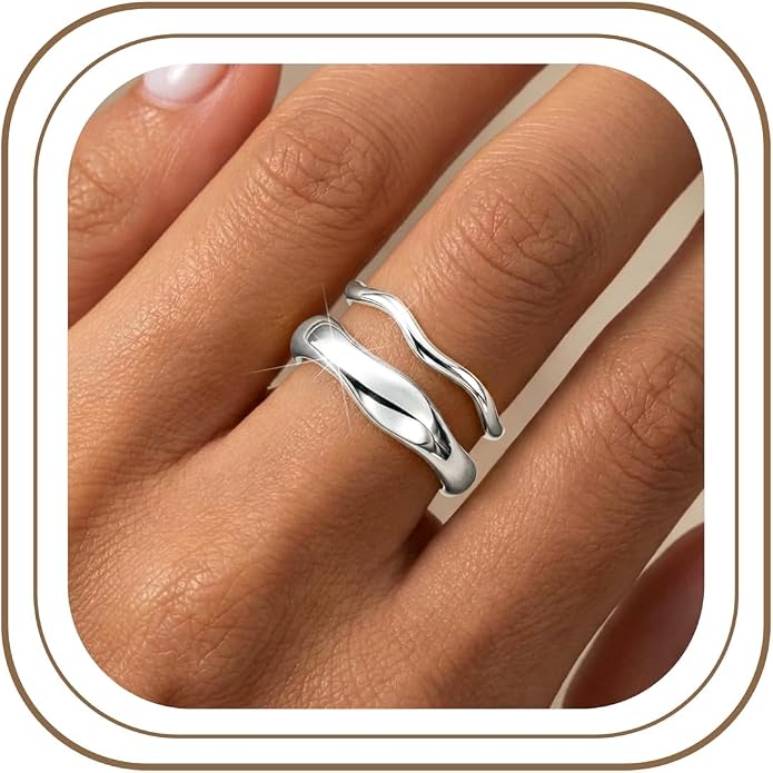 Gold Rings for Women Men Non Tarnish, Waterproof Chunky 14K Gold Plated Dainty Stackable Rings Trendy Statement Pinky Thumb Rings Engagement Eternity Wedding Band Ring Stacking Gold Jewelry Size 3 4 5 6 7 8 9 10 11