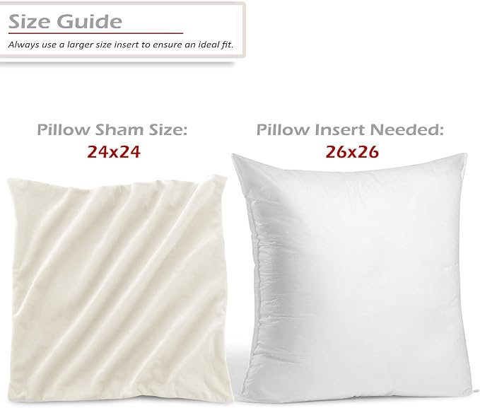 Nestl Throw Pillow Covers, Cozy Velvet Decorative Pillow Cases 24 x 24 Inches, Soft Solid Couch Pillow Covers for Sofa, Bed and Car, Set of 2 - Off White