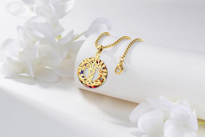Tree of Life Necklace for Women 925 Sterling Silver Family Tree of Life Pendant with Austrian Crystal 22 Inches Chain