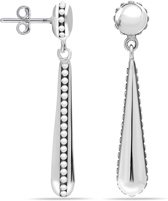 LeCalla 925 Sterling Silver Filigree Dangle Drop Earrings | Lightweight Antique Balinese Teardrop Dangle Drop Earring for Women