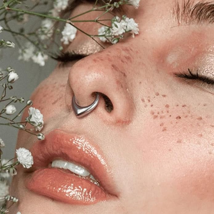 MOQIKAKA16G 8mm Septum Rings - Stainless Steel Segment Nose Rings for Women Men - Hinged Segment Nose Helix Cartilage Clicker Hoop Earrings for Daith Rook Tragus Piercing