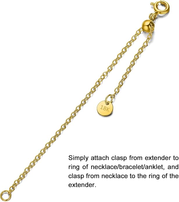 1pc 925 Sterling Silver 1.5mm Necklace Extender Chain 4inch Bracelet Anklet Single Bead Extension Adjustable Length