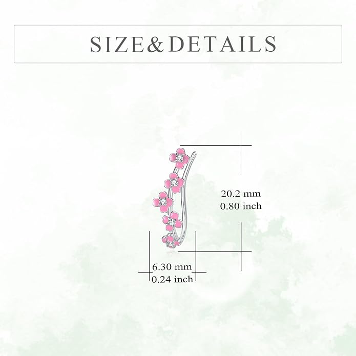leaf/cherry blossom/purple orchid/celtic knot earrings Ear Climber Crawler Cuff Sterling Silver Wrap Earrings for Women