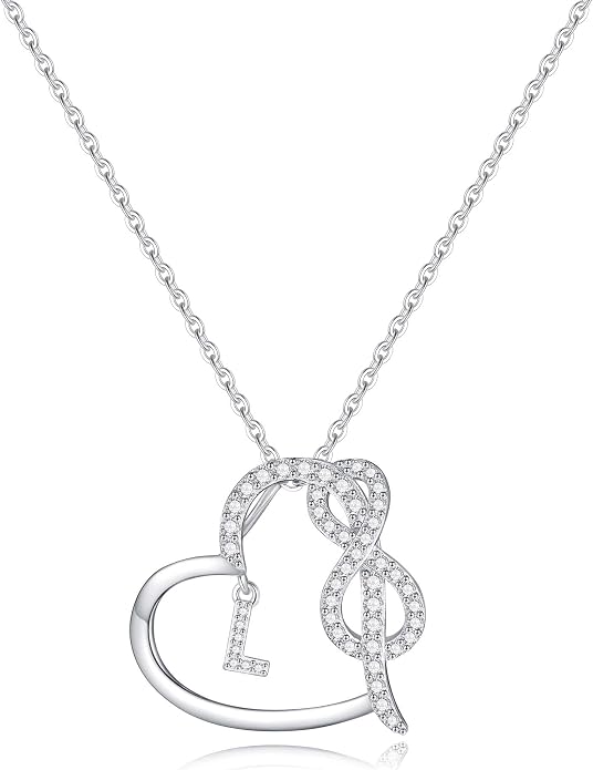 Infinity Heart Necklaces for Women, S925 Sterling Silver Initial Necklace Womens Jewelry Mothers Day Gifts Girls Valentines Gifts for Her Christmas Birthday Gifts for Women Mom Wife Girlfriend