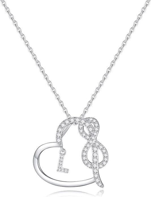 Infinity Heart Necklaces for Women, S925 Sterling Silver Initial Necklace Womens Jewelry Mothers Day Gifts Girls Valentines Gifts for Her Christmas Birthday Gifts for Women Mom Wife Girlfriend