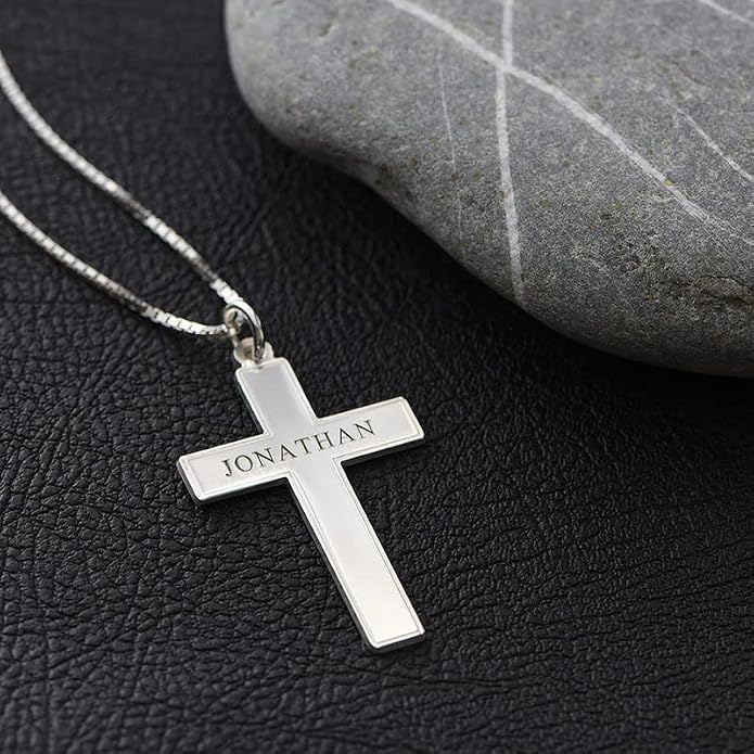 Custom Sterling Silver Men Name Necklace - Up to 6 Inscriptions - Stainless Steel, Gold or Gold Vermeil Plated - Meaningful Father's Day Gift for Him, Husband