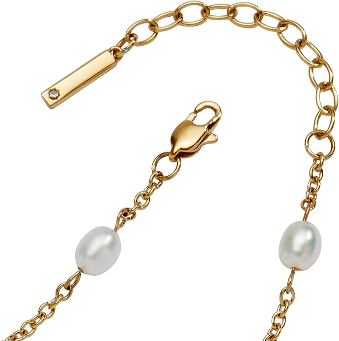 Alex and Ani Seashell Inline Charm Anklet | Gold-Plated & Pearl | Chain Anklet | Dainty Beach Anklet | Beach Jewelry For Women
