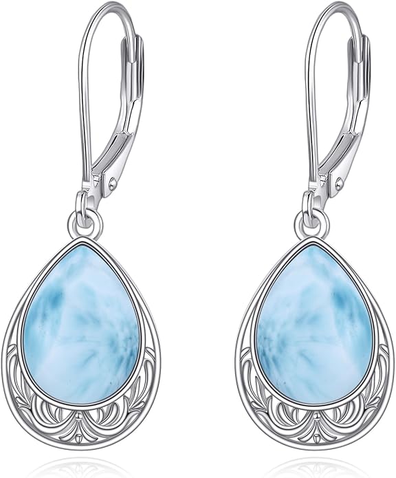 VONALA Dangle Earrings 925 Sterling Silver Opal Larimar Lapis Sapphire Turquoise Moss Agate Crystal Dangling Earrings Jewelry Gift for Women