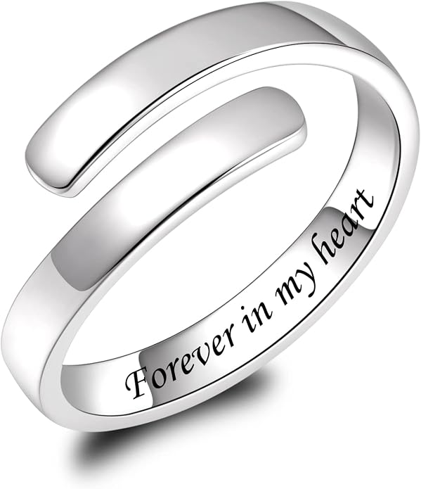 BEILIN 925 Sterling Silver Inspirational Jewelry Rings Adjustable Ring Personality Encouragement Gift for Teens Women