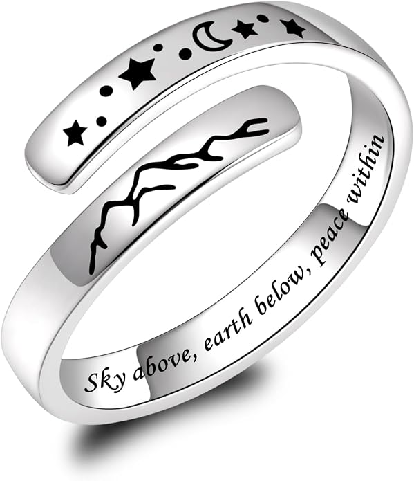 BEILIN 925 Sterling Silver Inspirational Jewelry Rings Adjustable Ring Personality Encouragement Gift for Teens Women