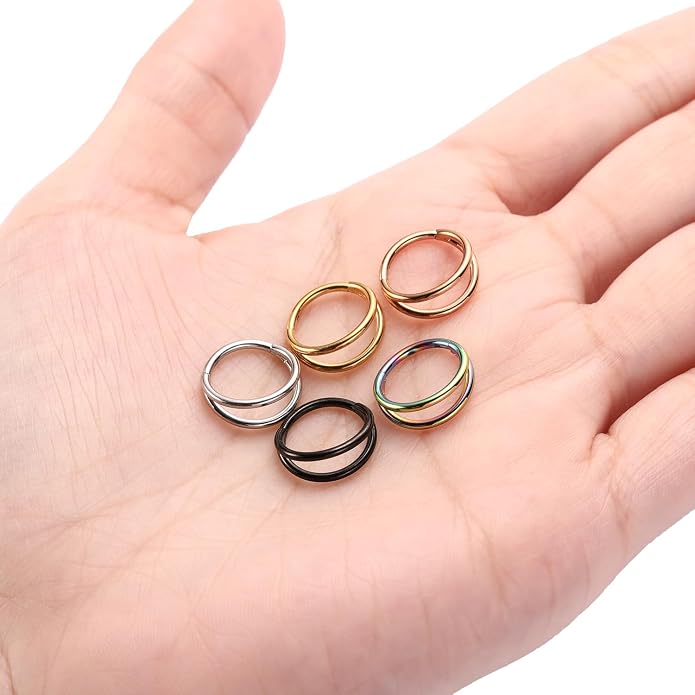 316L Surgical Steel Septum Clicker Ring Nose Ring Hoop Sleeper Hoop Earring Helix Rook Conch Cartilage Daith Tragus Earrings Lobe Nose Piercing Jewelry for Women