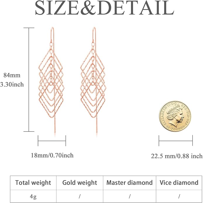Sterling Silver Threader Earrings Flower Heart Moon Star Tiny Cube Rhombus Sector Beads Dream Catcher Evil Eye Butterfly Leaf Lightning Bolt Tassel Dangle Drop Chain Charm Earrings Jewelry Gifts for Women