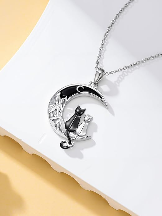 Tree of Life/Cat/Horse/Turtle/Sun/Cow Pendant Crescent Moon Necklace Anniversary Graduation Birthday for Grandma Women Wife Daughter(with Gift Box)