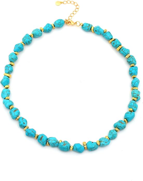 14K Gold Plated Paper Clip Chain Link Necklace Satellite Cross Key Starfish Turquoise Heart Necklace for Women