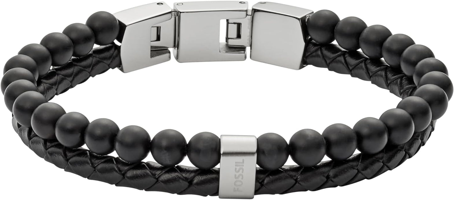 Fossil Men's Stainless Steel and Genuine Leather and/or Beaded Bracelet for Men