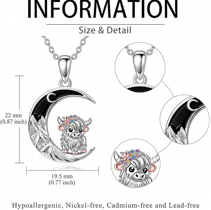 Tree of Life/Cat/Horse/Turtle/Sun/Cow Pendant Crescent Moon Necklace Anniversary Graduation Birthday for Grandma Women Wife Daughter(with Gift Box)