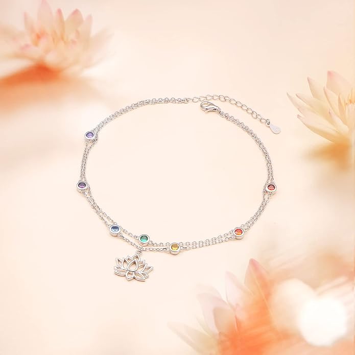 Yearace Anklet for Women S925 Sterling Silver Adjustable Foot Beaded Chain Lotus Flower Claddagh Dragonfly Witches Knot Ankle Bracelet Summer Beach Anklets Jewelry Gift