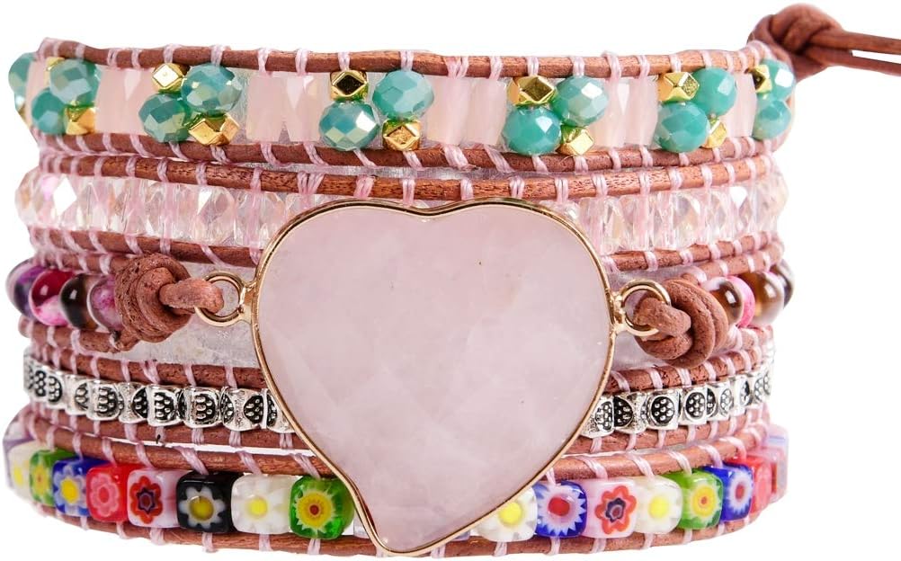 YGLINE Natural Stone Bracelet 3 Wraps Bracelet Handmade Boho Bracelet for Women Bracelet